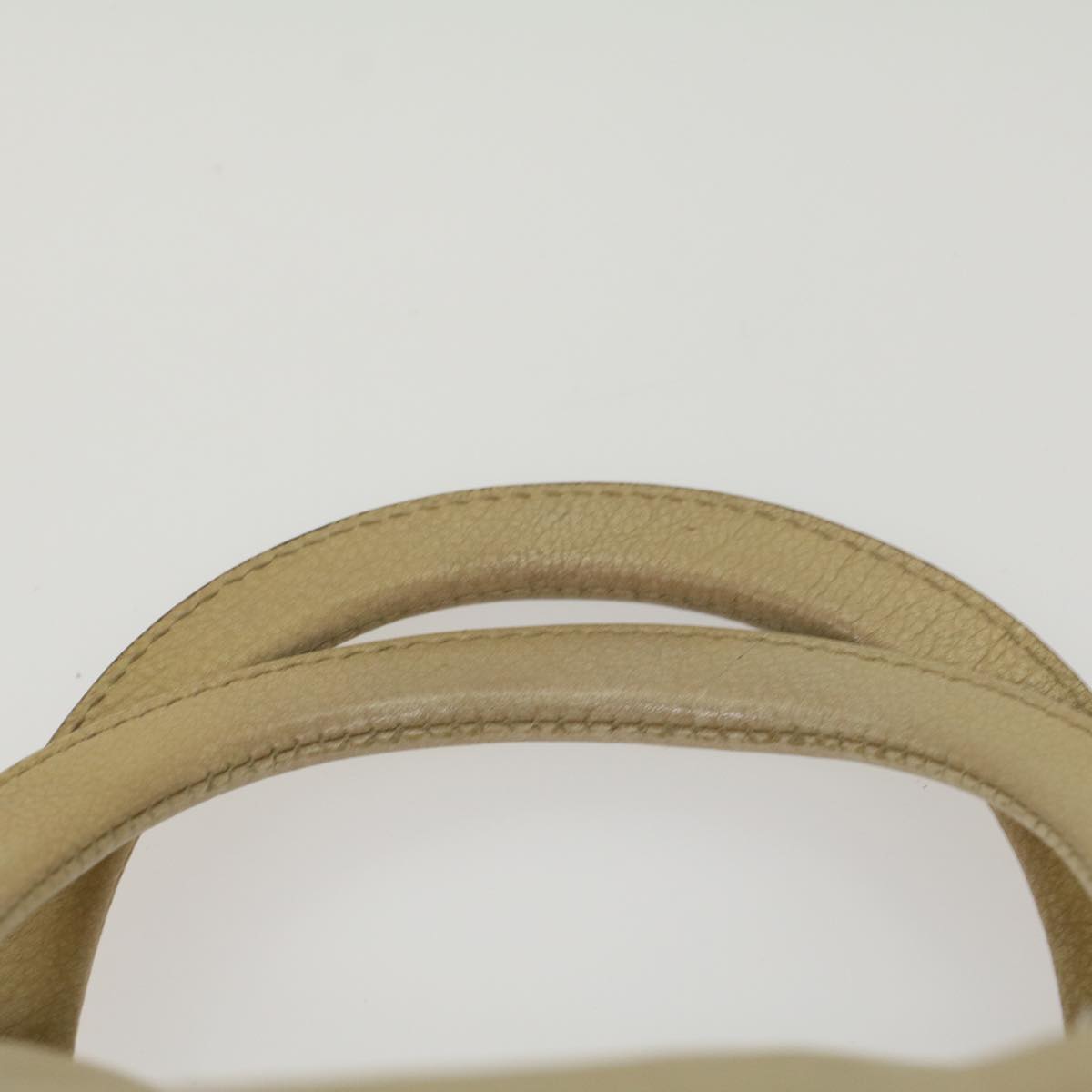 PRADA Hand Bag Leather Beige Auth fm2761