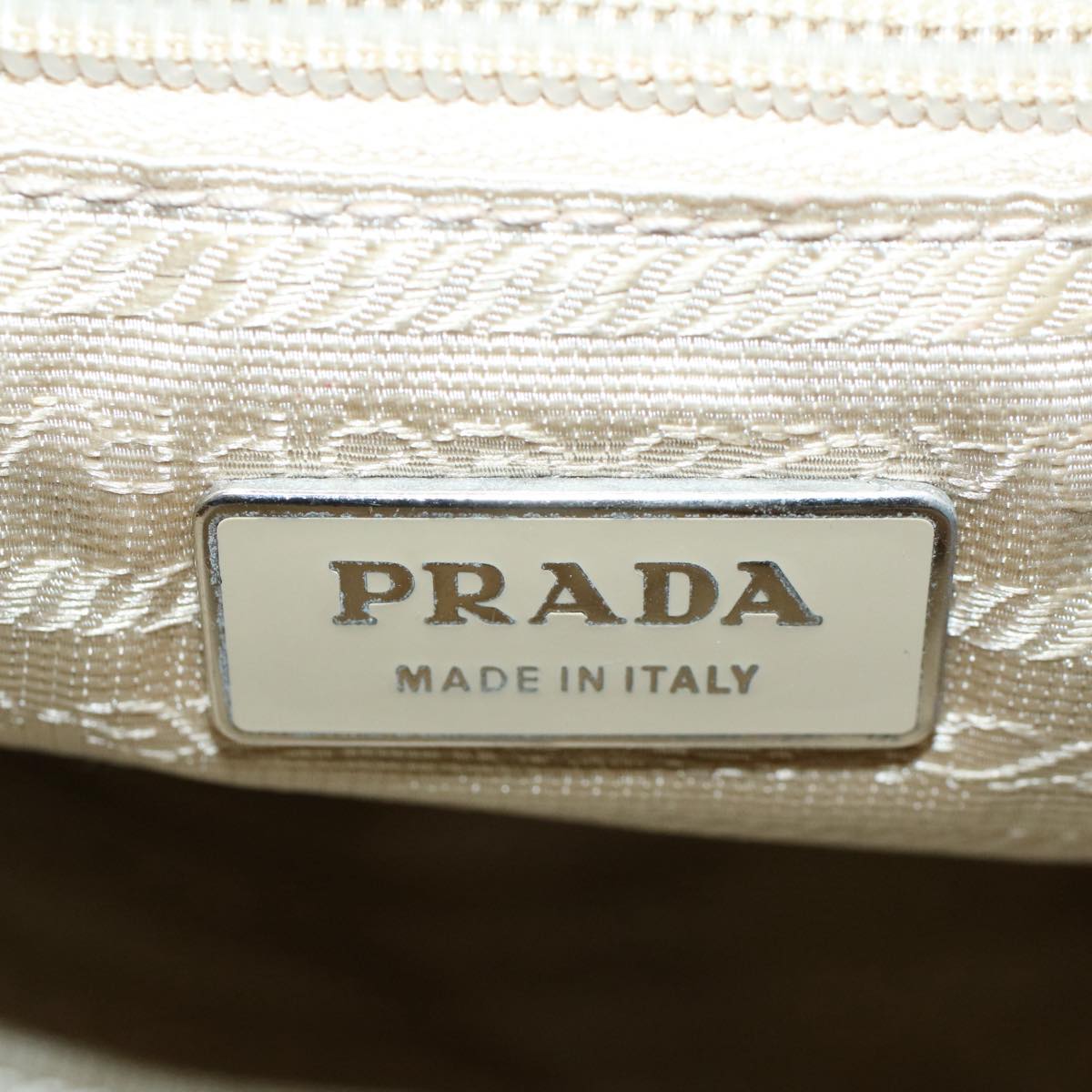 PRADA Tote Bag Nylon Beige Auth fm2771