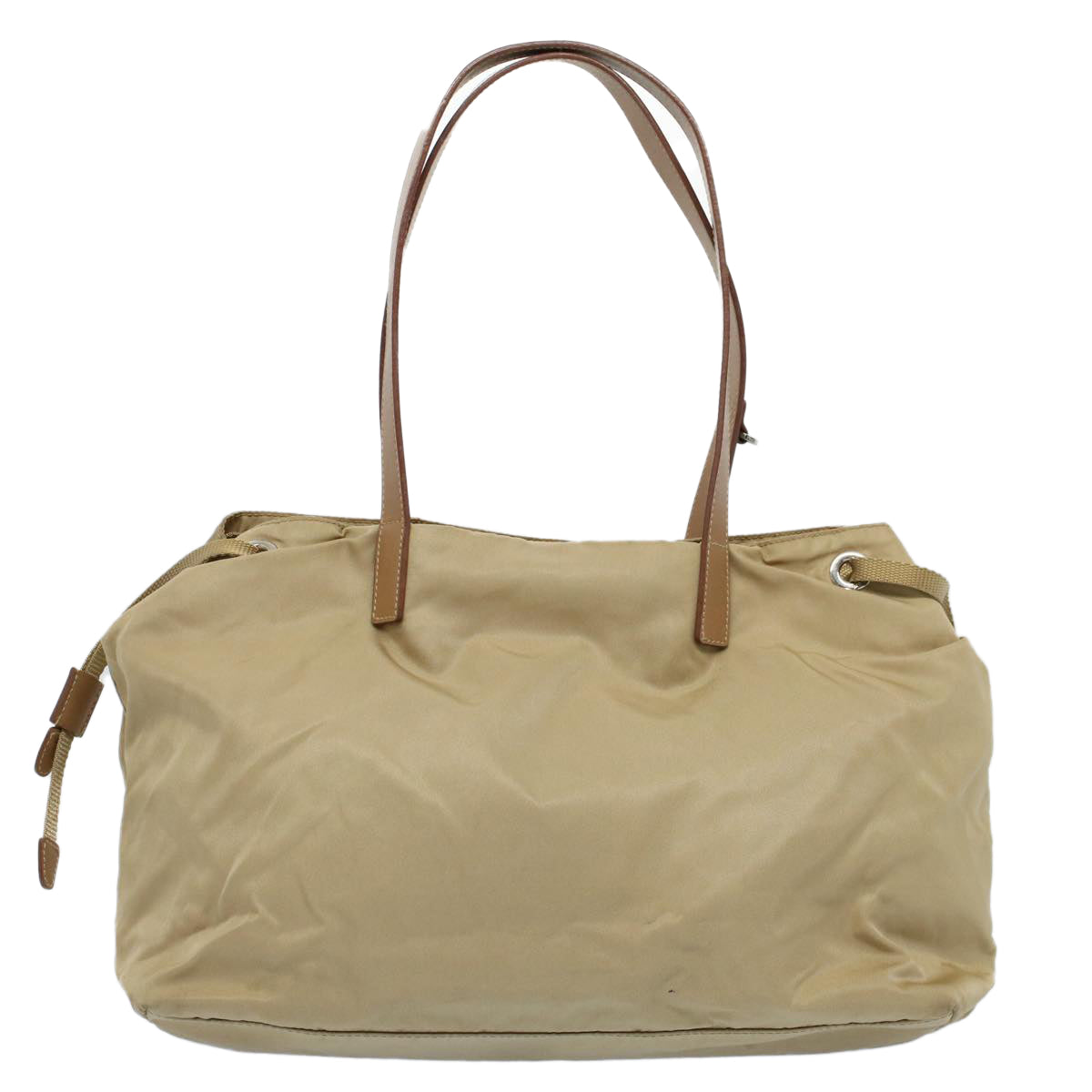 PRADA Tote Bag Nylon Beige Auth fm2771