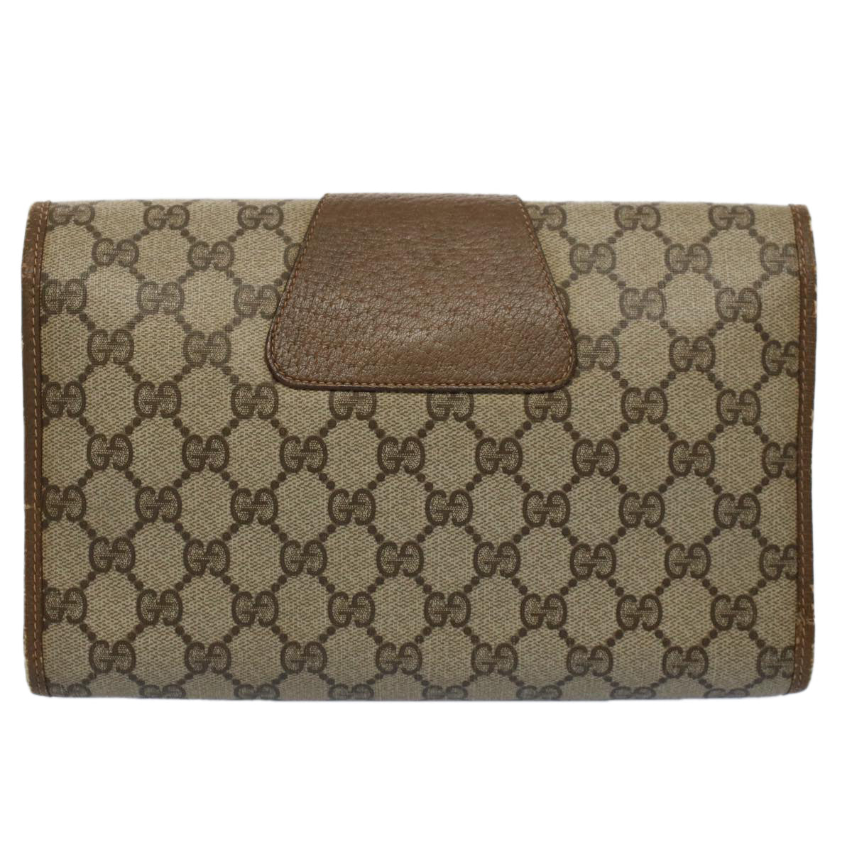 GUCCI GG Supreme Web Sherry Line Clutch Bag Beige Red 89 01 030 Auth fm2777