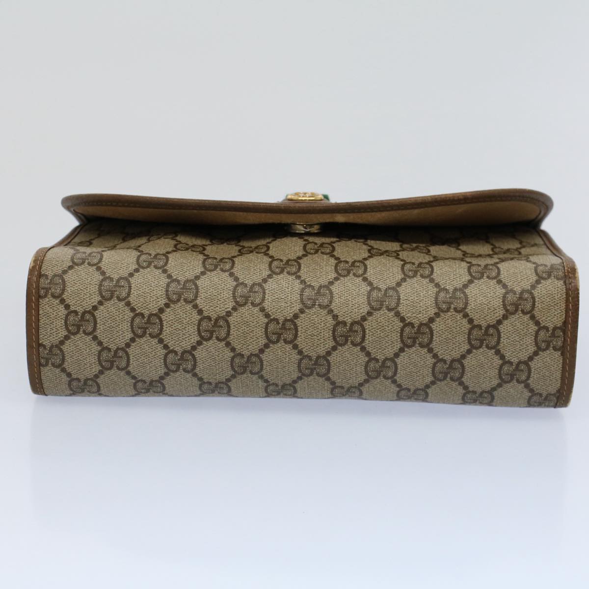 GUCCI GG Supreme Web Sherry Line Clutch Bag Beige Red 89 01 030 Auth fm2777