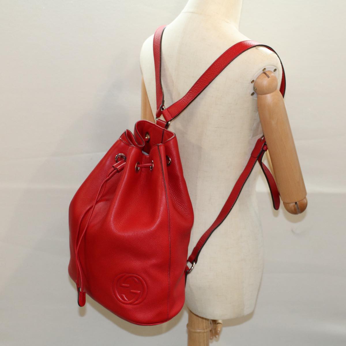 GUCCI Soho Backpack Leather Red 368588 Auth fm2801