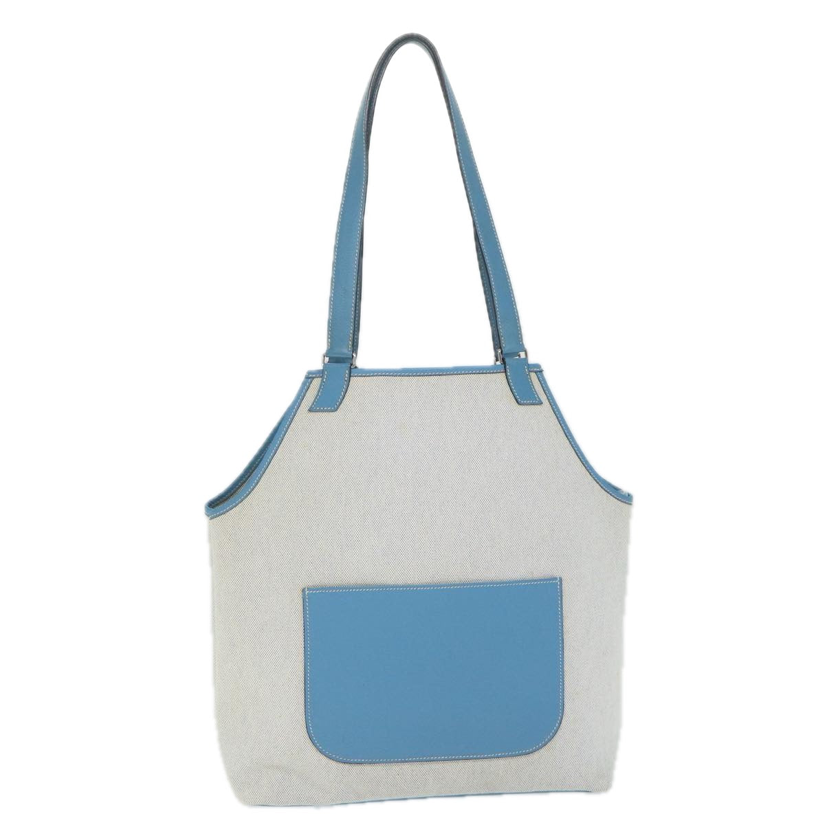 HERMES Giardinier PM Tote Bag Canvas Blue Gray Auth fm2836