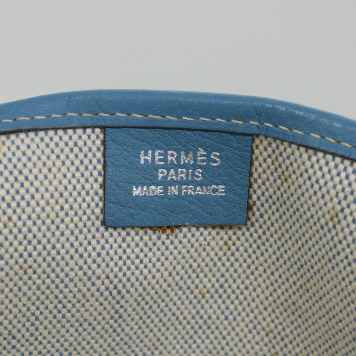 HERMES Giardinier PM Tote Bag Canvas Blue Gray Auth fm2836