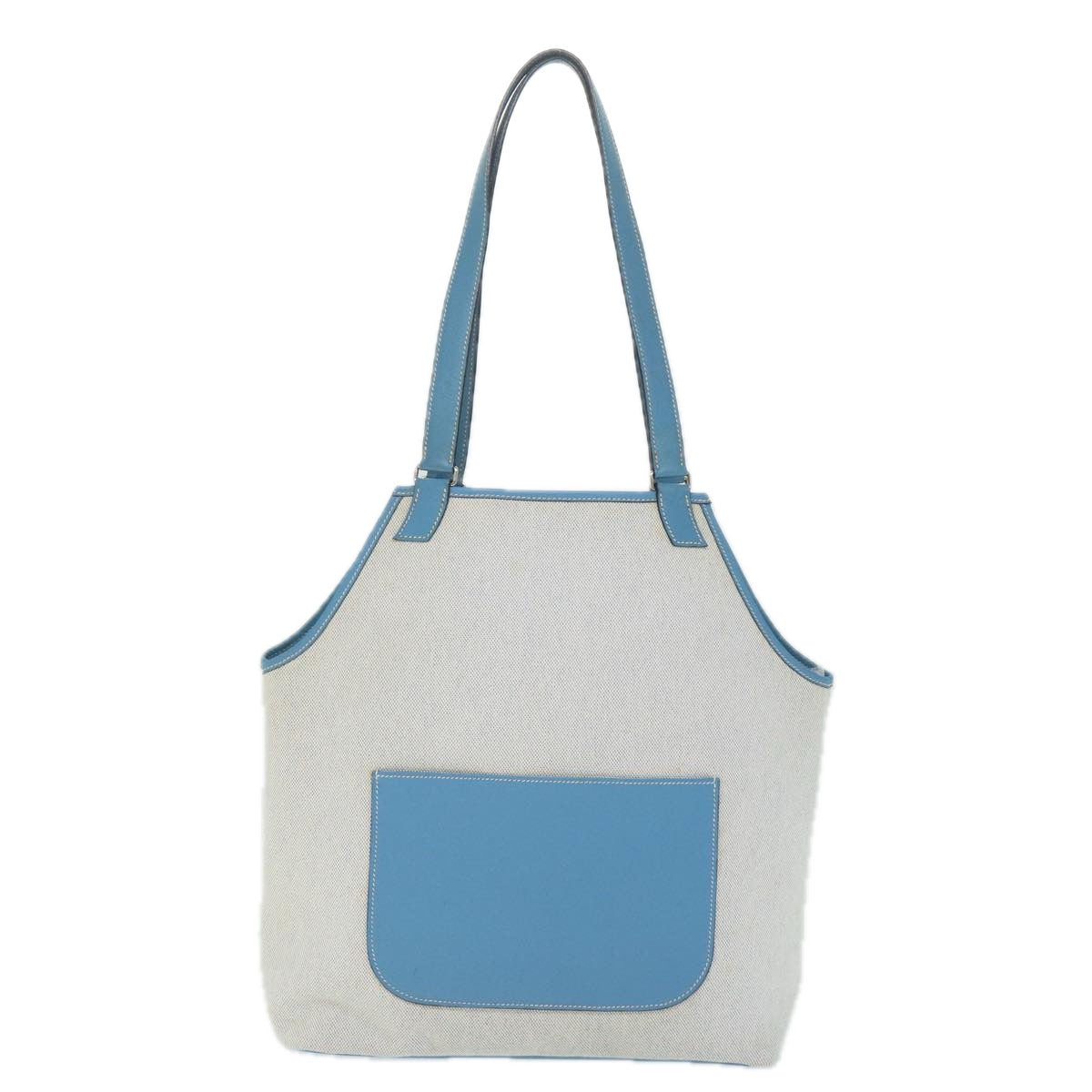 HERMES Giardinier PM Tote Bag Canvas Blue Gray Auth fm2836