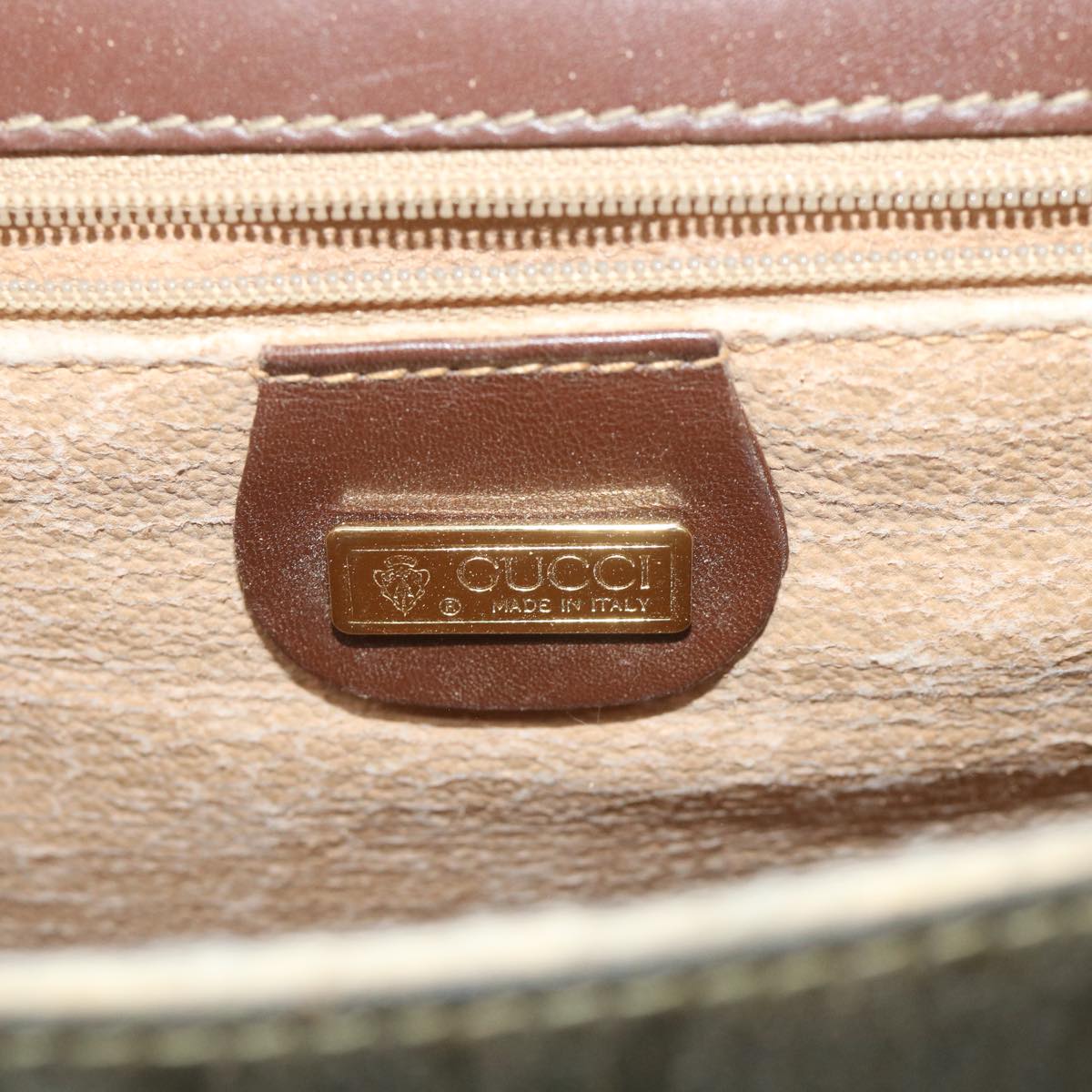 GUCCI Shoulder Bag Canvas Leather Beige Brown Auth fm2880