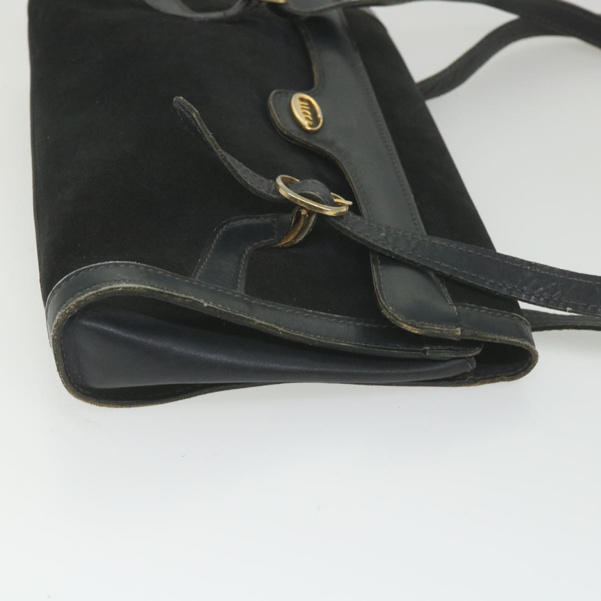 GUCCI Shoulder Bag Suede Black Auth fm2881