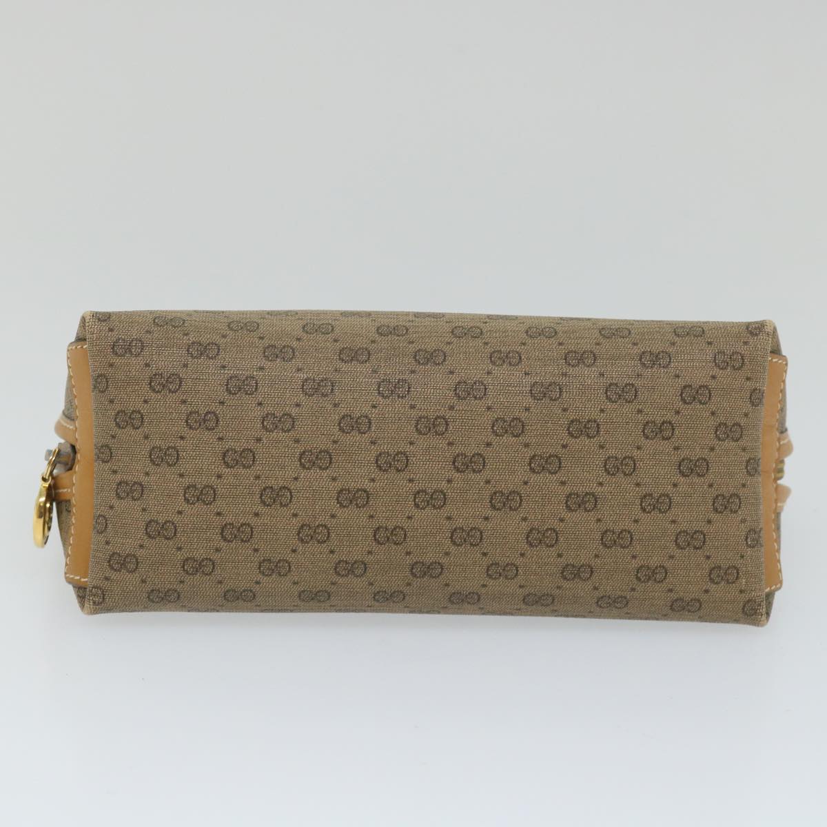 GUCCI Micro GG Canvas Pouch PVC Leather Beige Auth fm2882