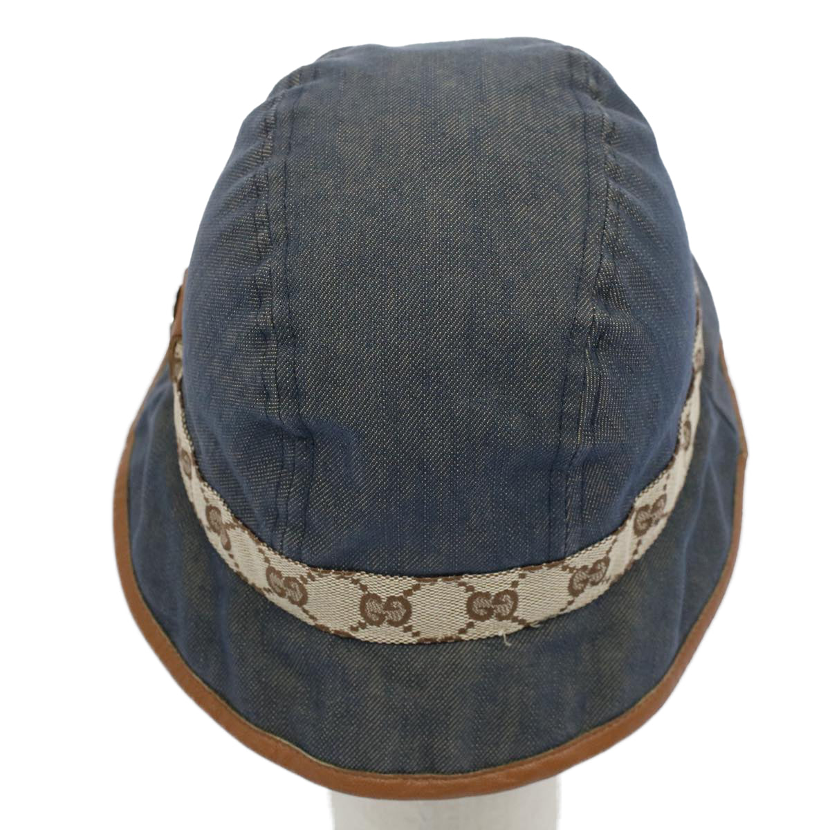 GUCCI GG Canvas Hat M Blue Beige Auth fm2900