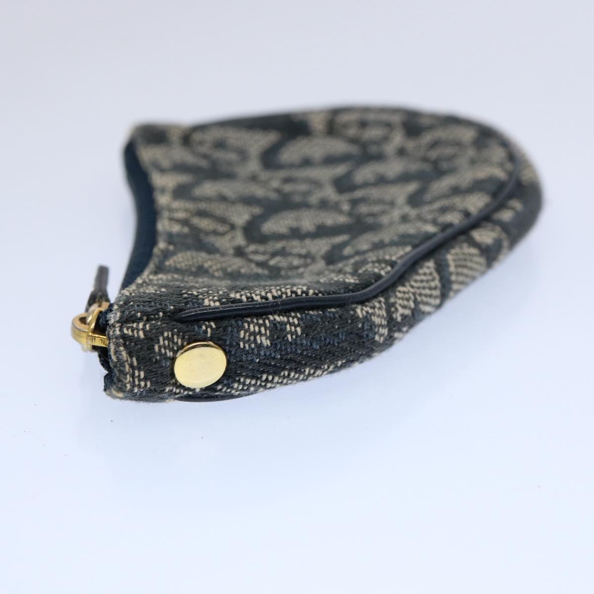 Christian Dior Trotter Canvas Saddle Coin Purse Navy Auth fm3024