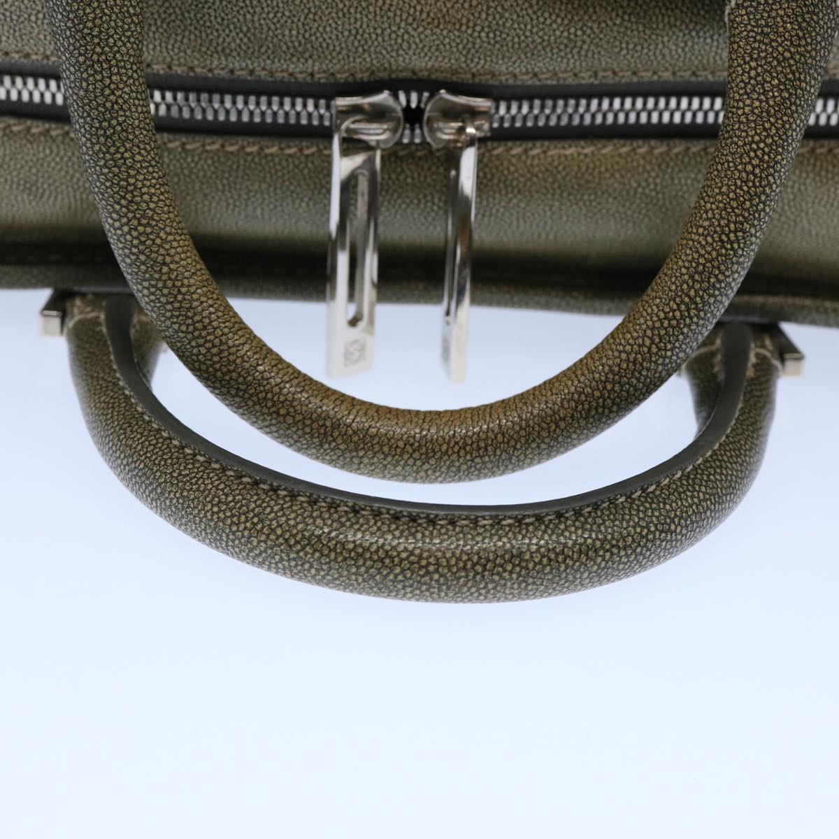 LOEWE Amazonas Hand Bag Leather Khaki Auth fm3045