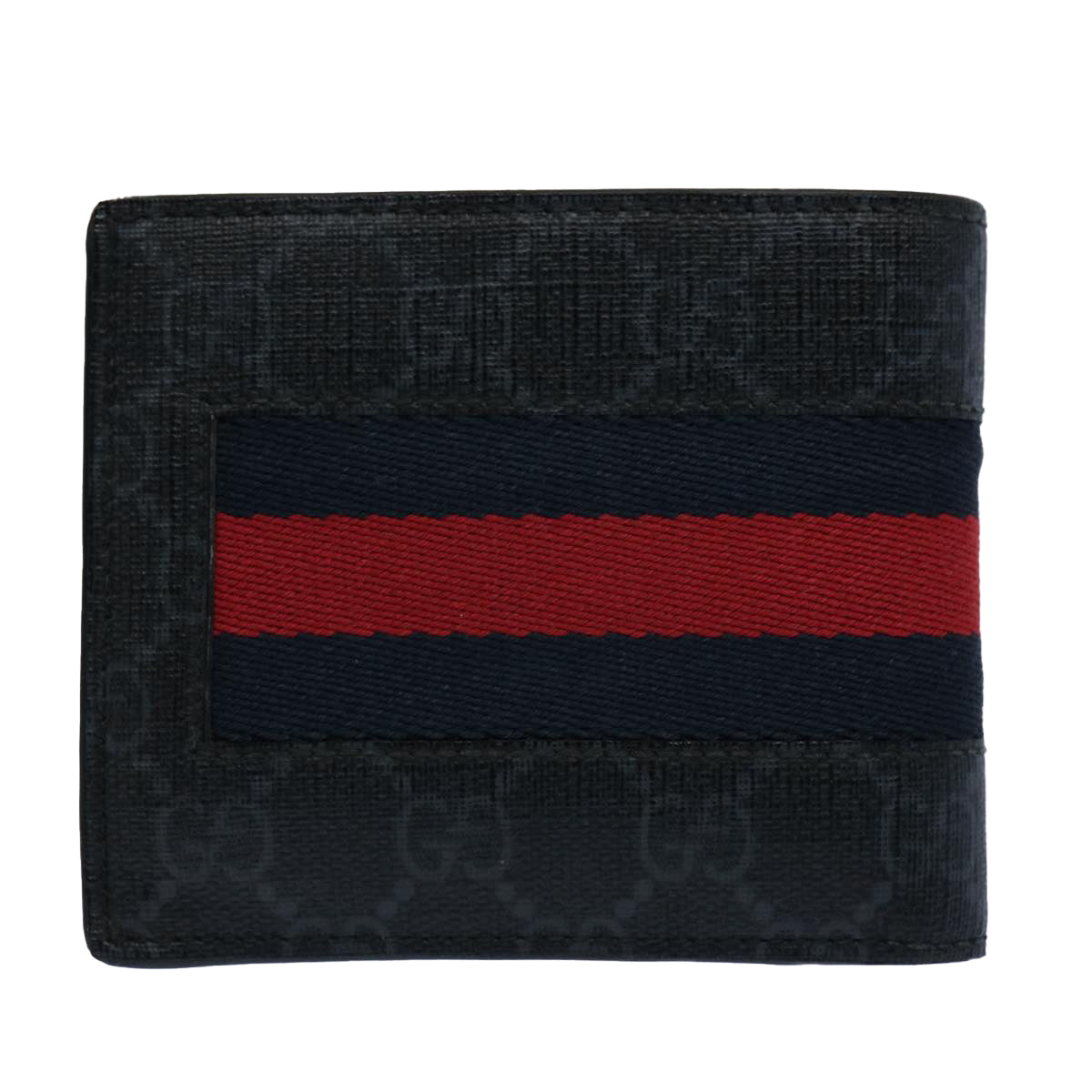 GUCCI GG Supreme Sherry Line Wallet Red Navy Black 408826 Auth fm3064