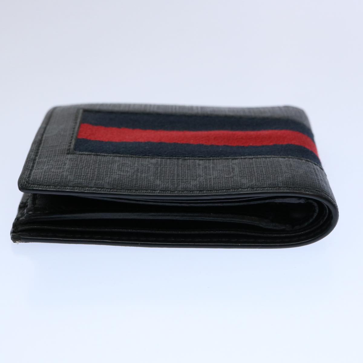 GUCCI GG Supreme Sherry Line Wallet Red Navy Black 408826 Auth fm3064