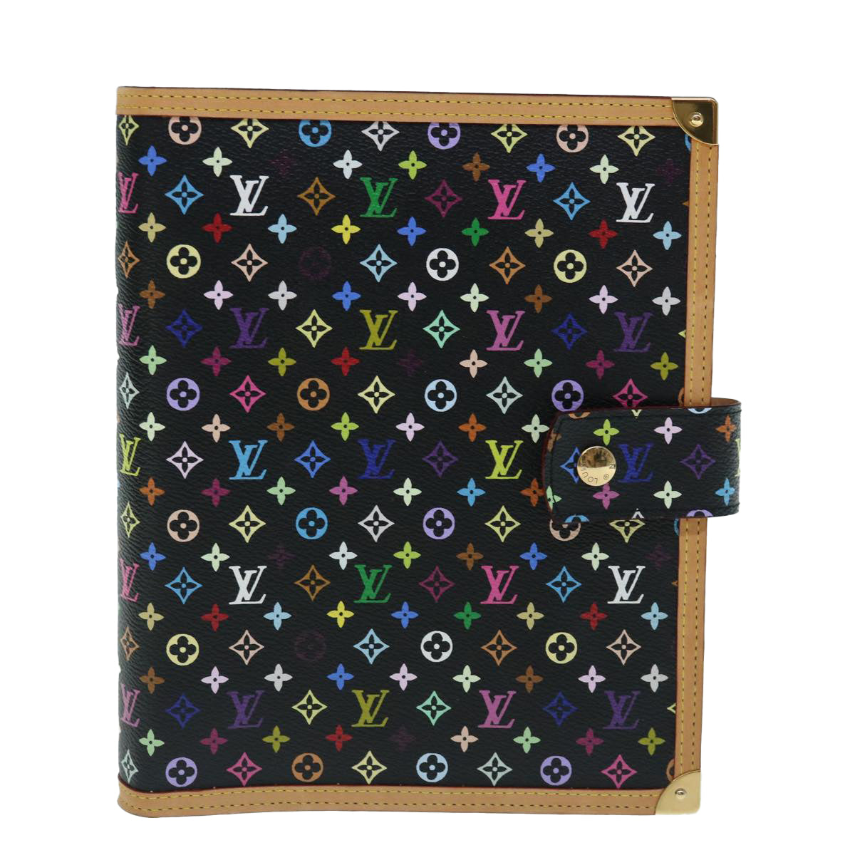 LOUIS VUITTON Multicolor Agenda GM Day Planner Cover Black R20893 Auth fm3102A