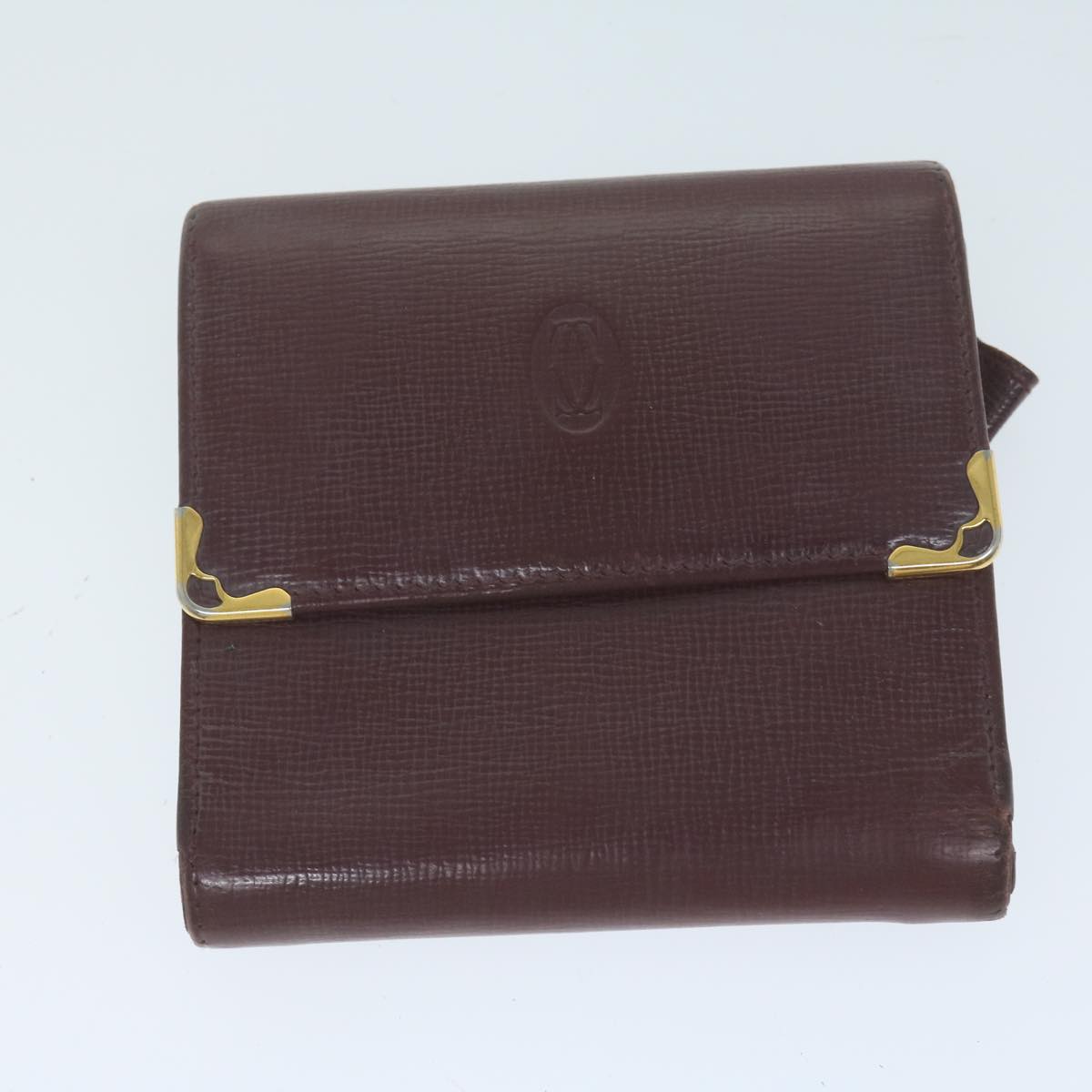 CARTIER Wallet Leather 6Set Wine Red Black Auth fm3106