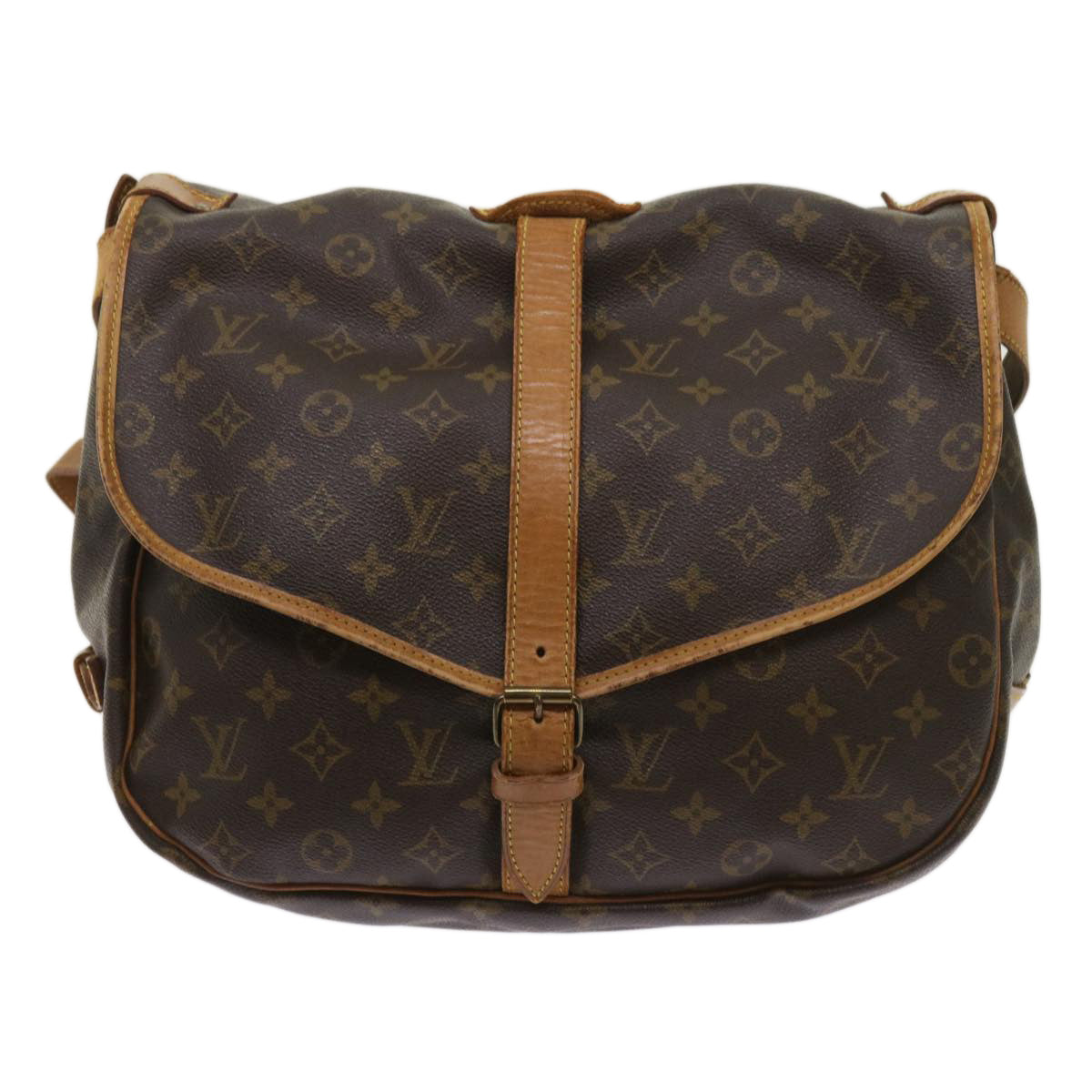 LOUIS VUITTON Monogram Saumur 35 Shoulder Bag M42254 LV Auth fm3127