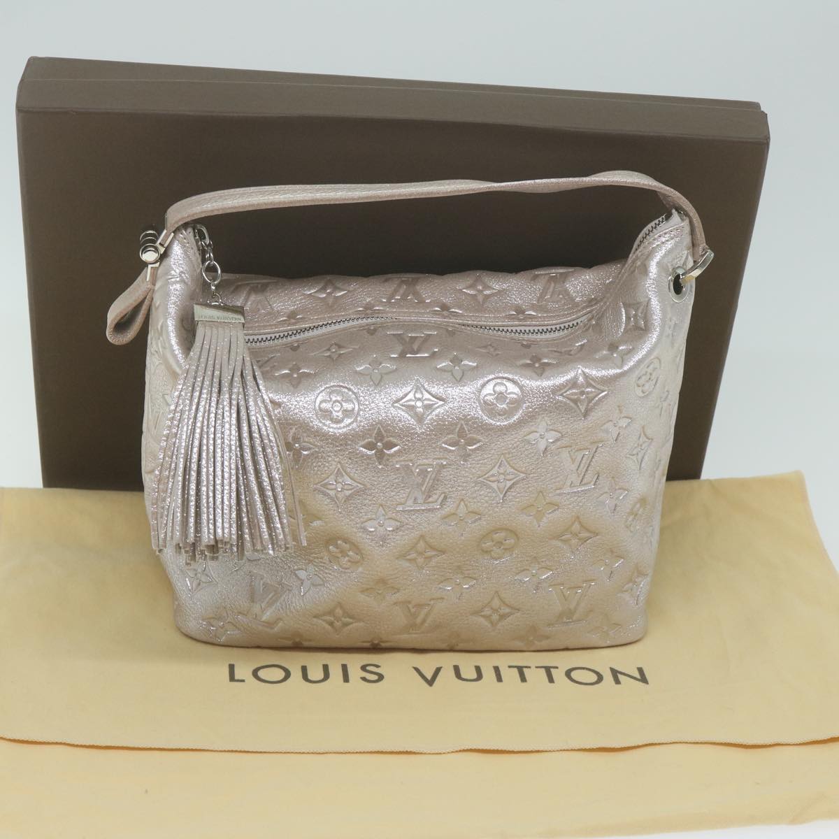 LOUIS VUITTON Monogram Shimmer Halo Hand Bag Silver Argent M95819 LV Auth fm3129