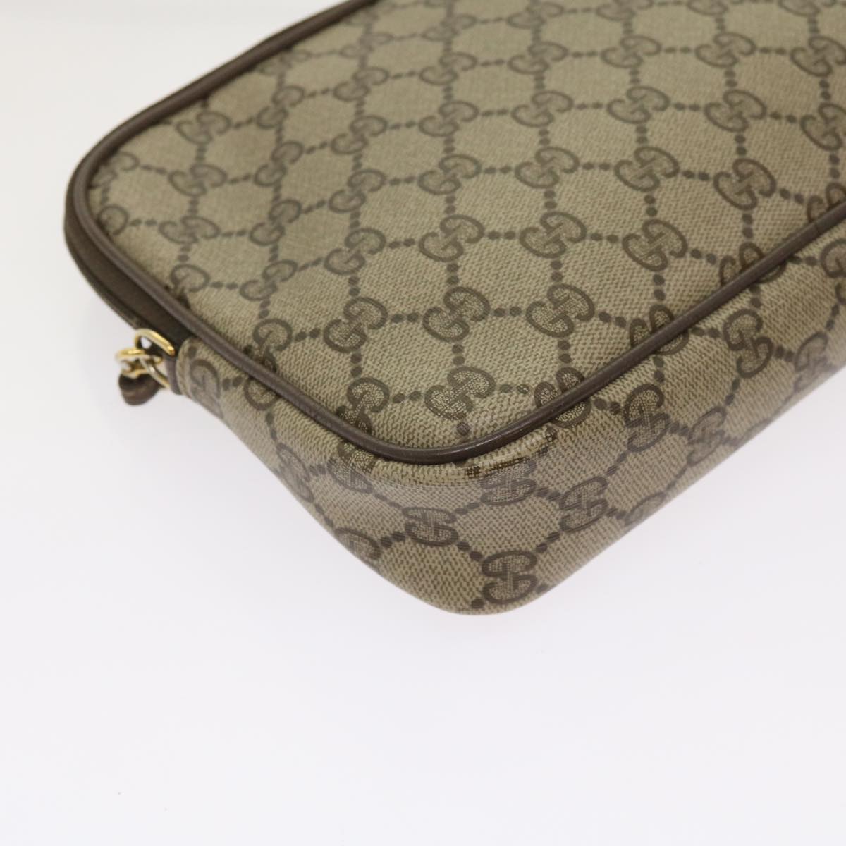 GUCCI GG Supreme Shoulder Bag PVC Beige 97 02 068 Auth fm3136