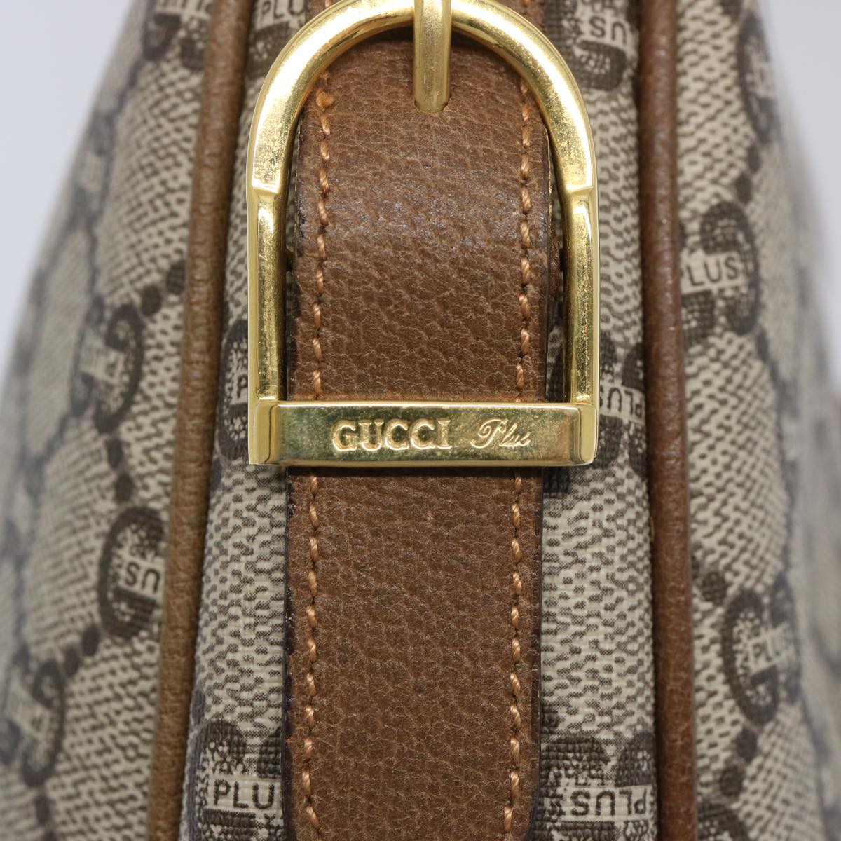 GUCCI GG Plus Supreme Shoulder Bag Beige Auth fm3139