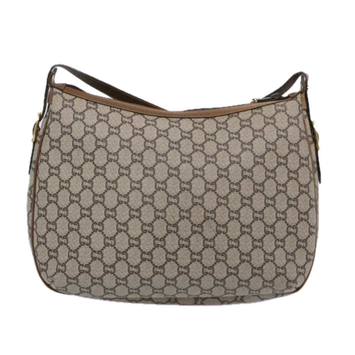 GUCCI GG Plus Supreme Shoulder Bag Beige Auth fm3139