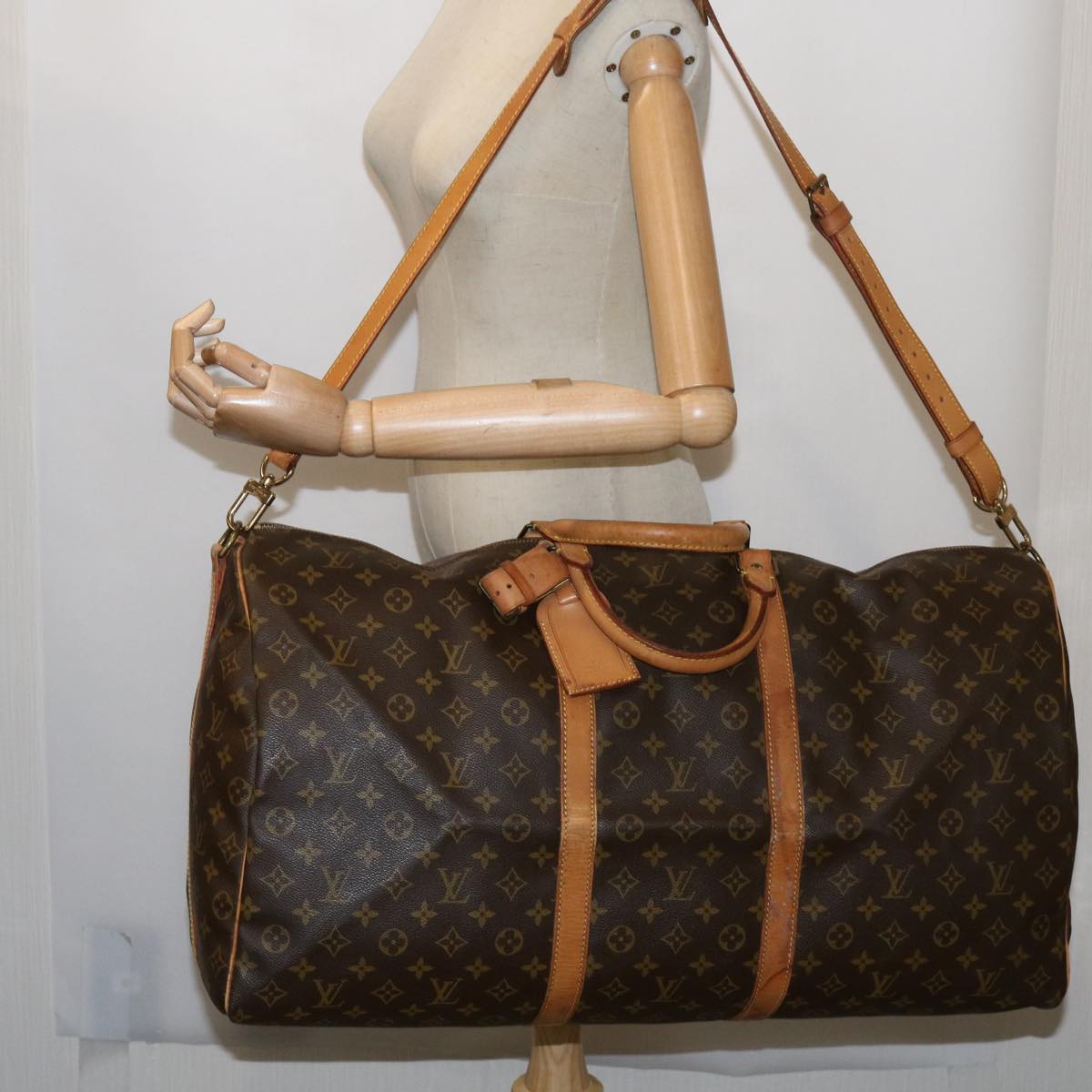 LOUIS VUITTON Monogram Keepall Bandouliere 60 Boston Bag M41412 LV Auth fm3165