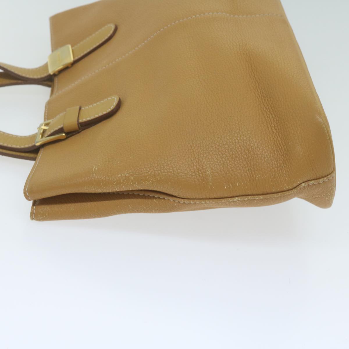 Burberrys Tote Bag Leather Beige Auth fm3177