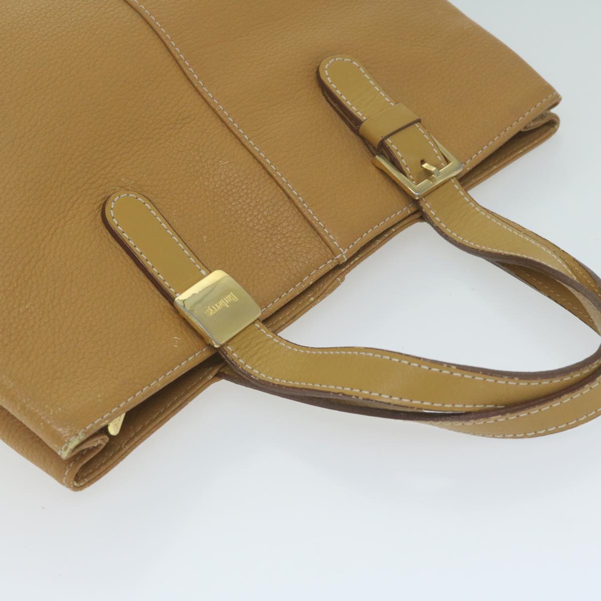 Burberrys Tote Bag Leather Beige Auth fm3177