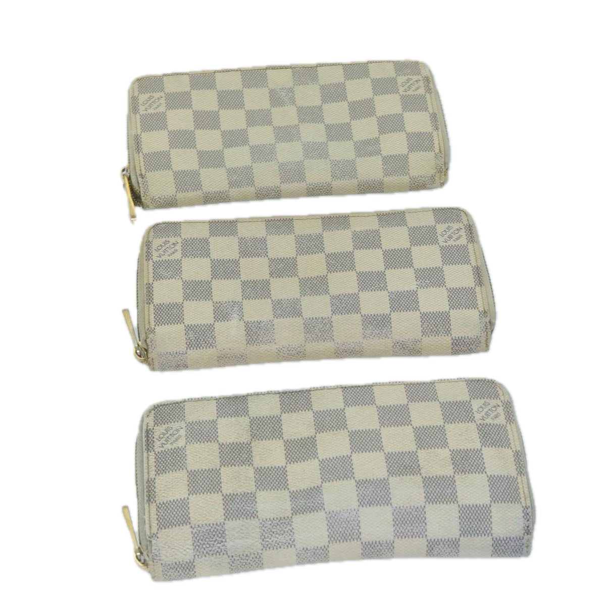 LOUIS VUITTON Damier Azur Zippy Wallet Wallet 3Set LV Auth fm3185