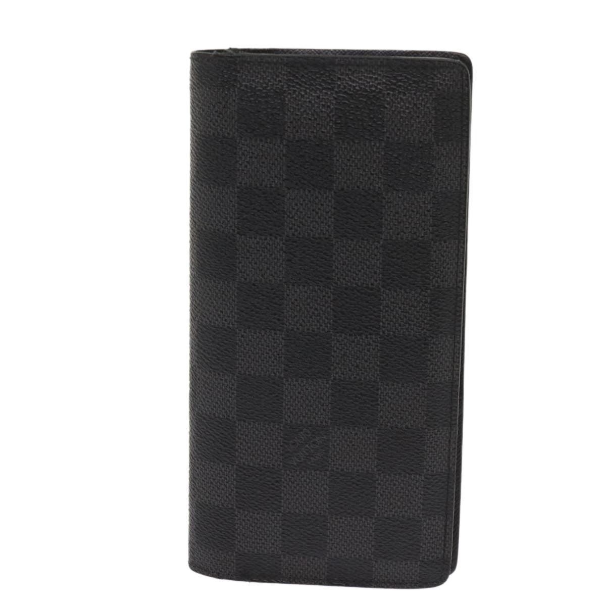 LOUIS VUITTON Damier Graphite Porte Feuille Braza Long Wallet N63254 Auth fm3190