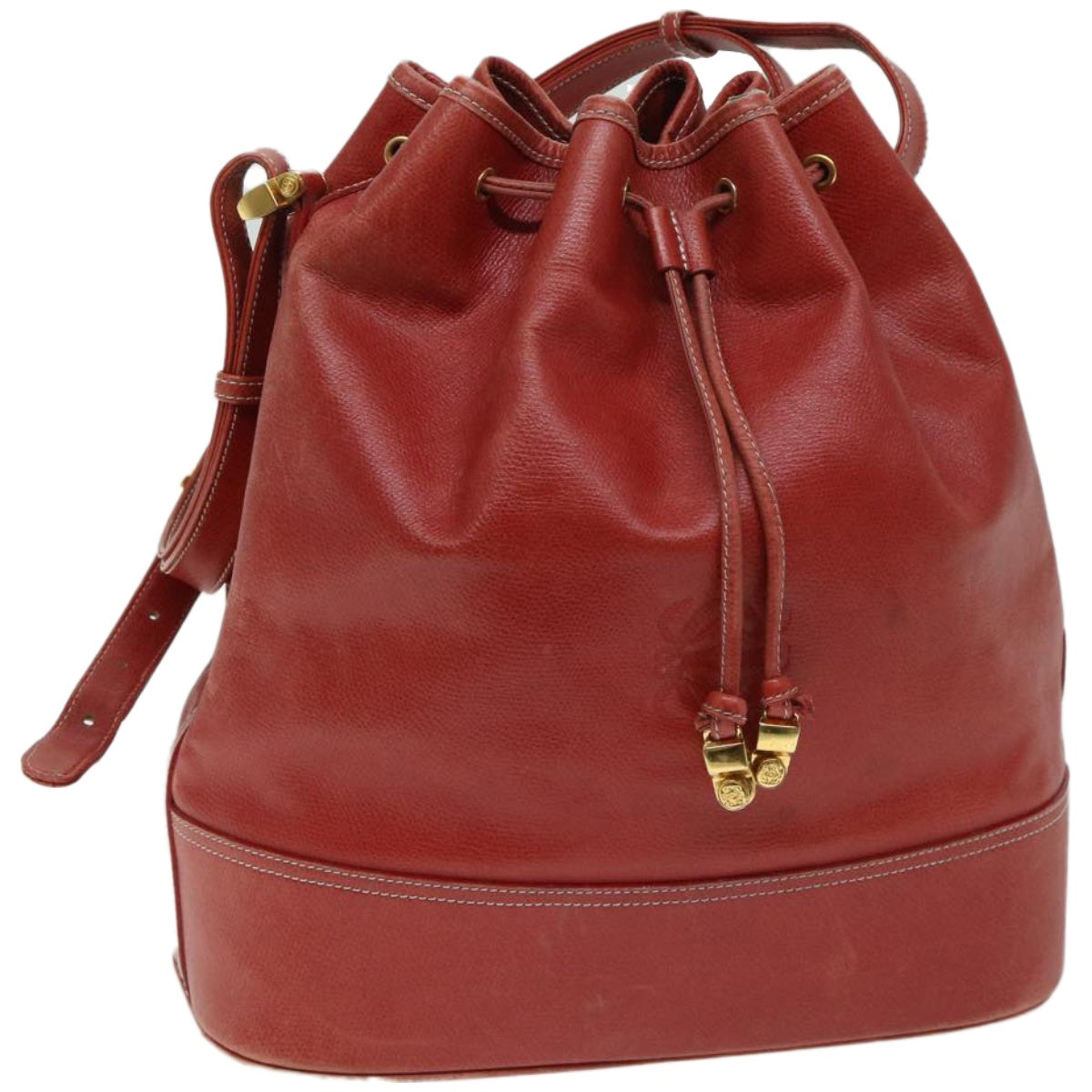 LOEWE Anagram Shoulder Bag Leather Red Auth fm3195