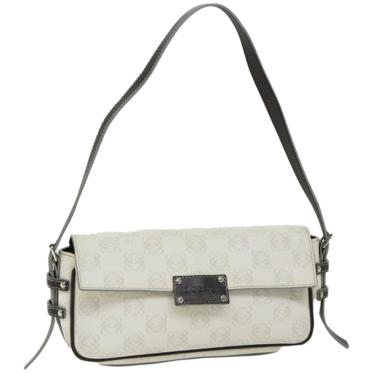 LOEWE Anagram Shoulder Bag PVC White Auth fm3203