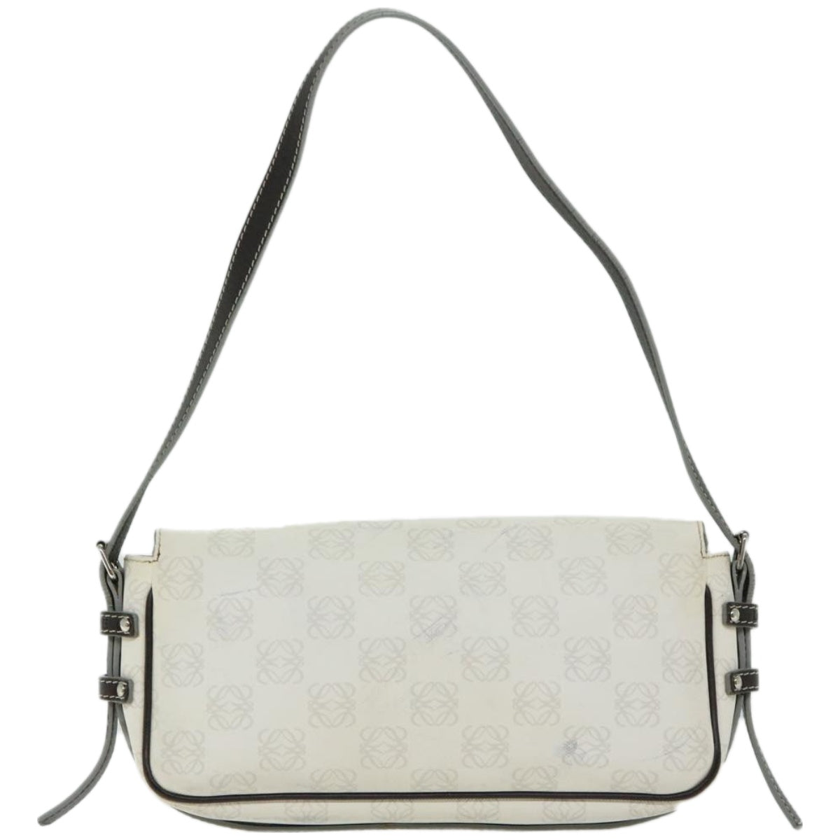 LOEWE Anagram Shoulder Bag PVC White Auth fm3203