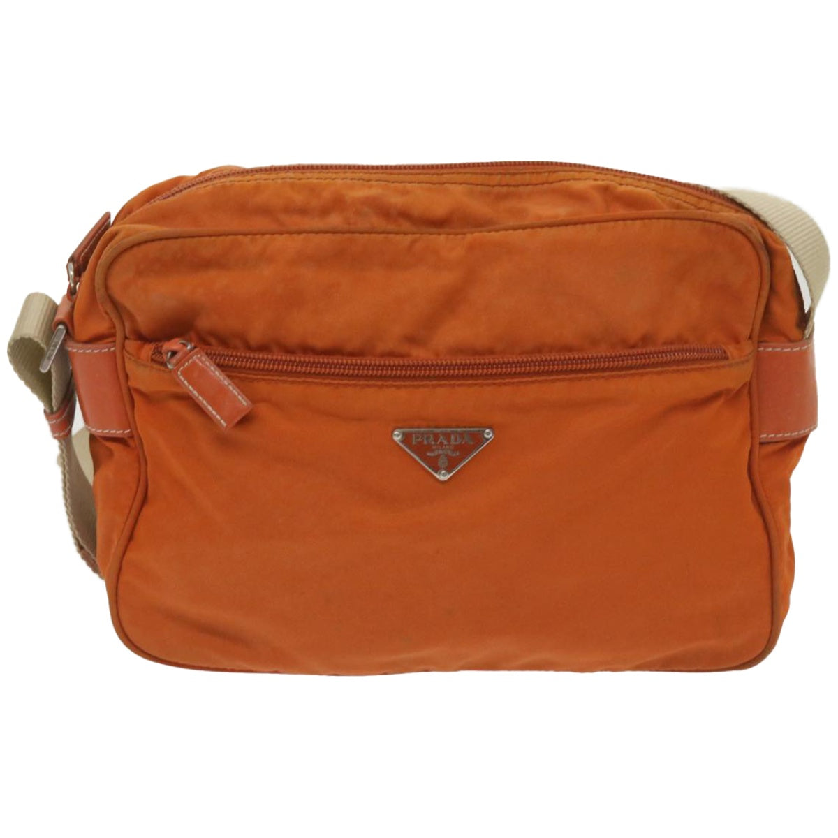 PRADA Shoulder Bag Nylon Orange Auth fm3214