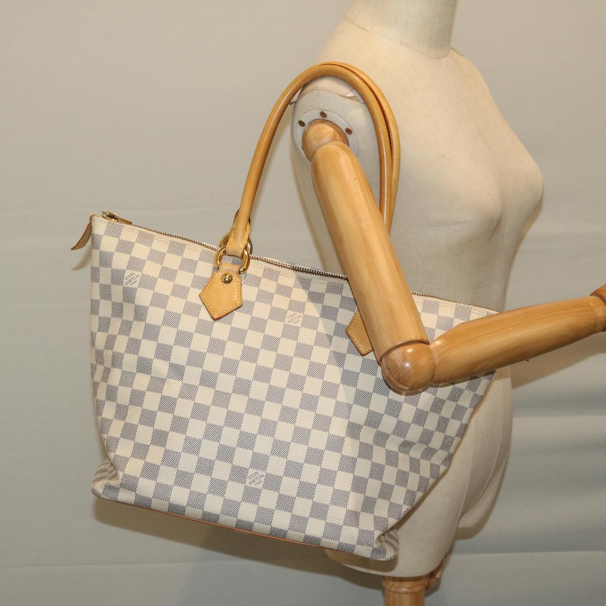 LOUIS VUITTON Damier Azur Saleya MM Tote Bag N51185 LV Auth fm3224