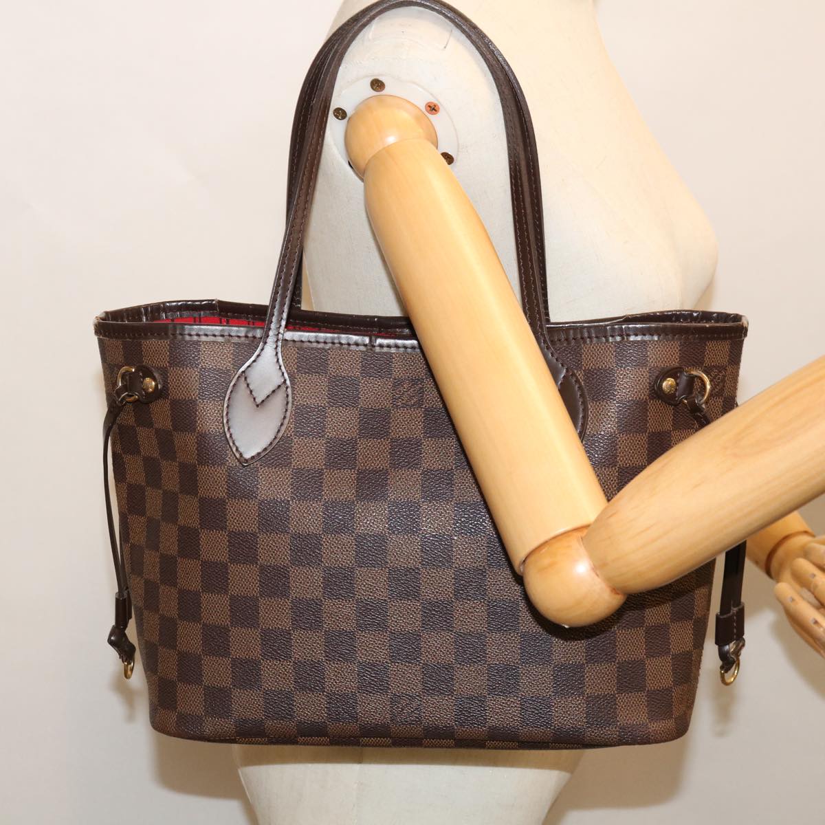 LOUIS VUITTON Damier Ebene Neverfull PM Tote Bag N51109 LV Auth fm3226