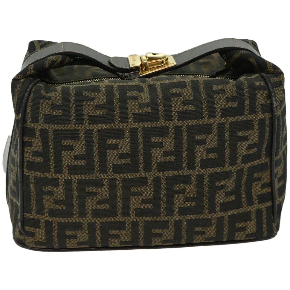 FENDI Zucca Canvas Hand Bag Black Brown Auth fm3243