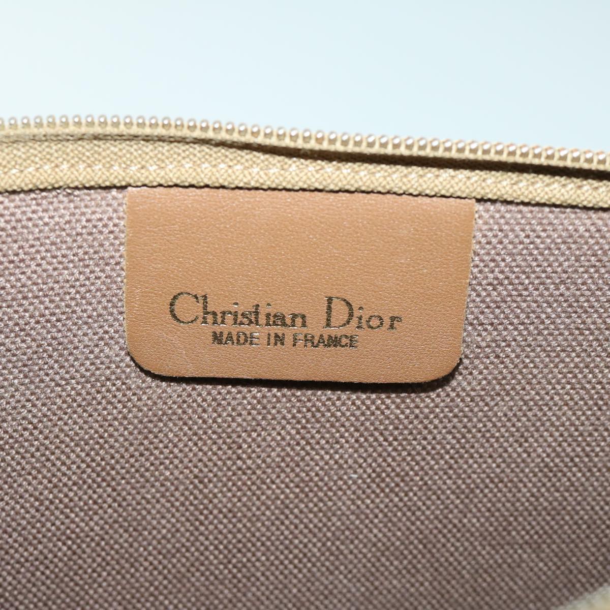 Christian Dior Honeycomb Canvas Hand Bag PVC Leather Beige Auth fm3259