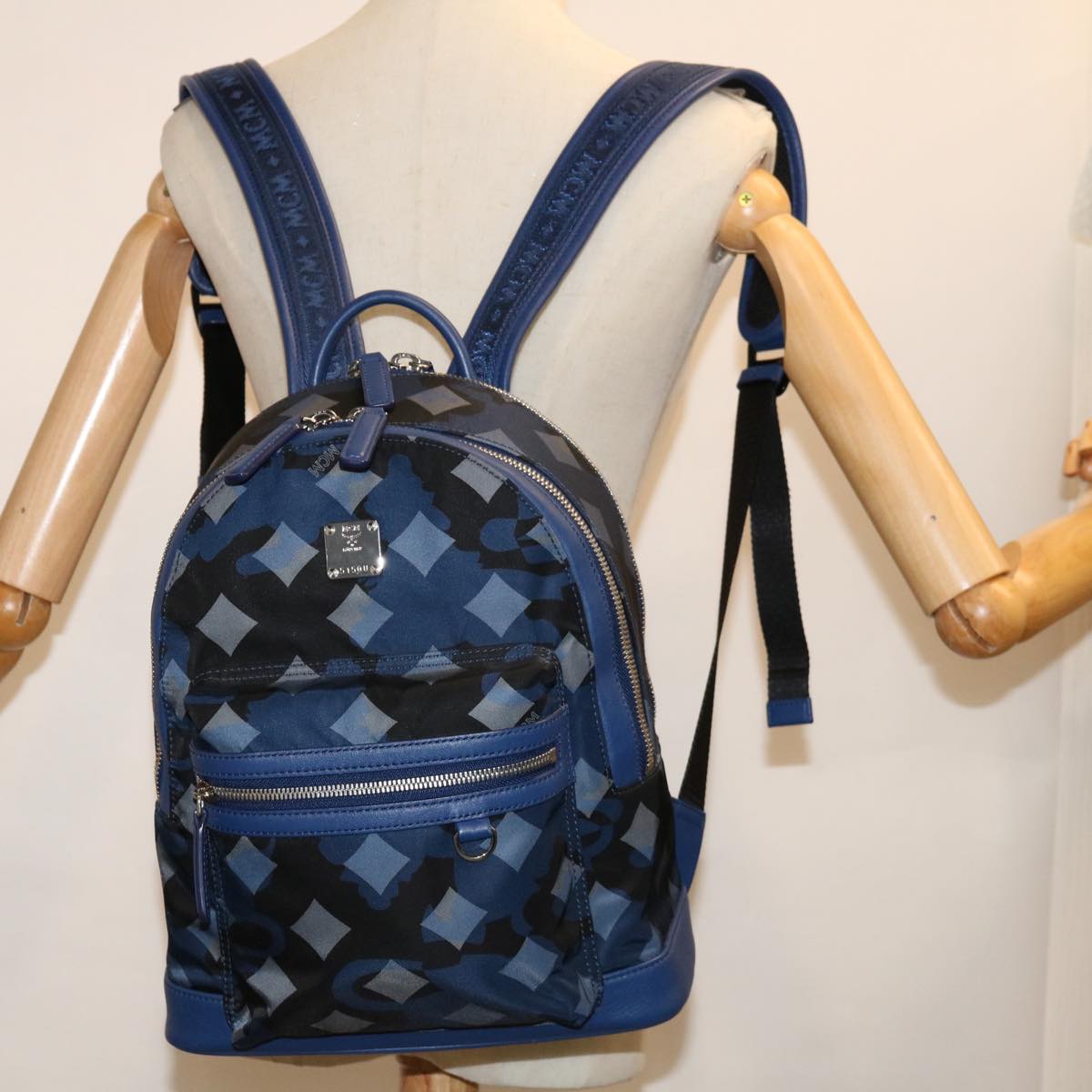 MCM Backpack Nylon Blue Auth fm3267