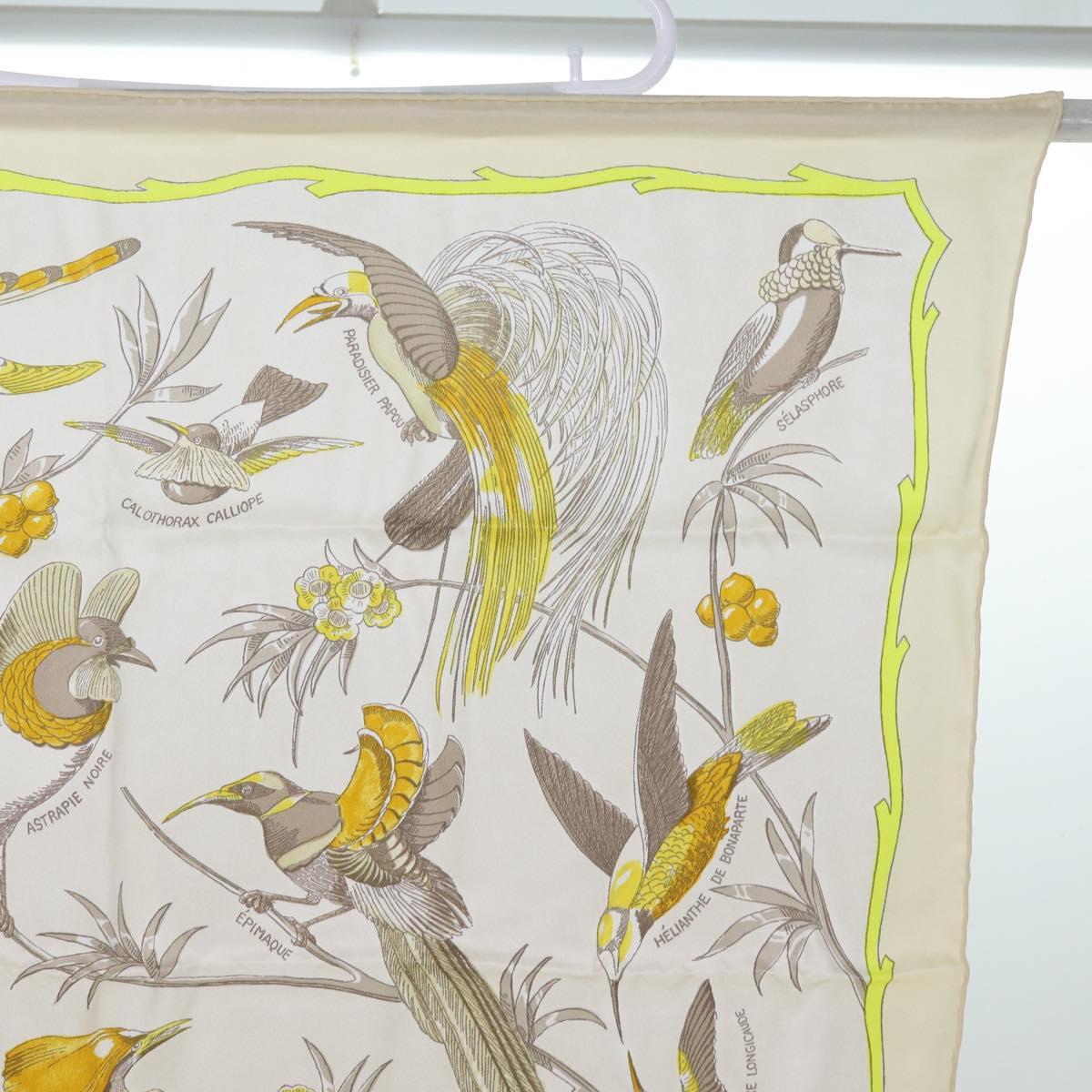 HERMES Carre 70 OISEAUX DES ILES Scarf Silk Beige Auth fm3310