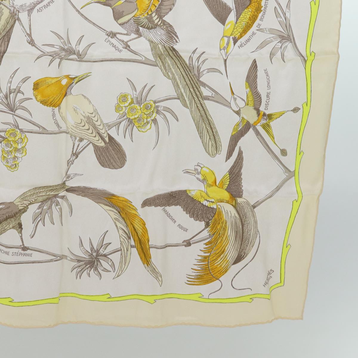 HERMES Carre 70 OISEAUX DES ILES Scarf Silk Beige Auth fm3310