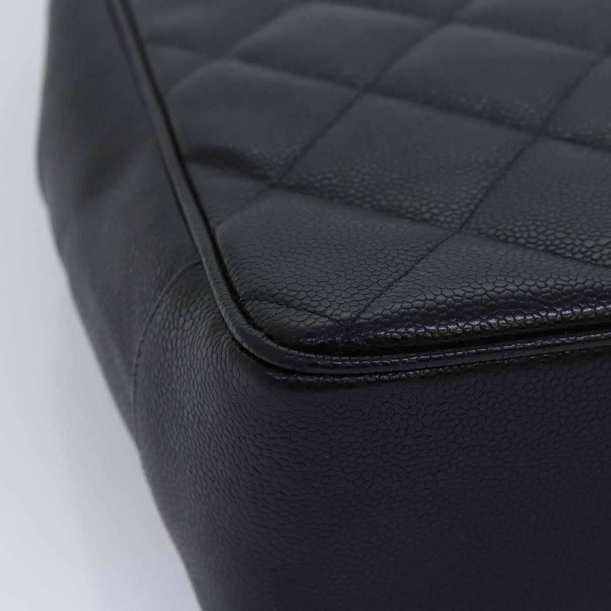 CHANEL Big Matelasse Chain Shoulder Bag Calf Skin Black CC Auth fm3373AV