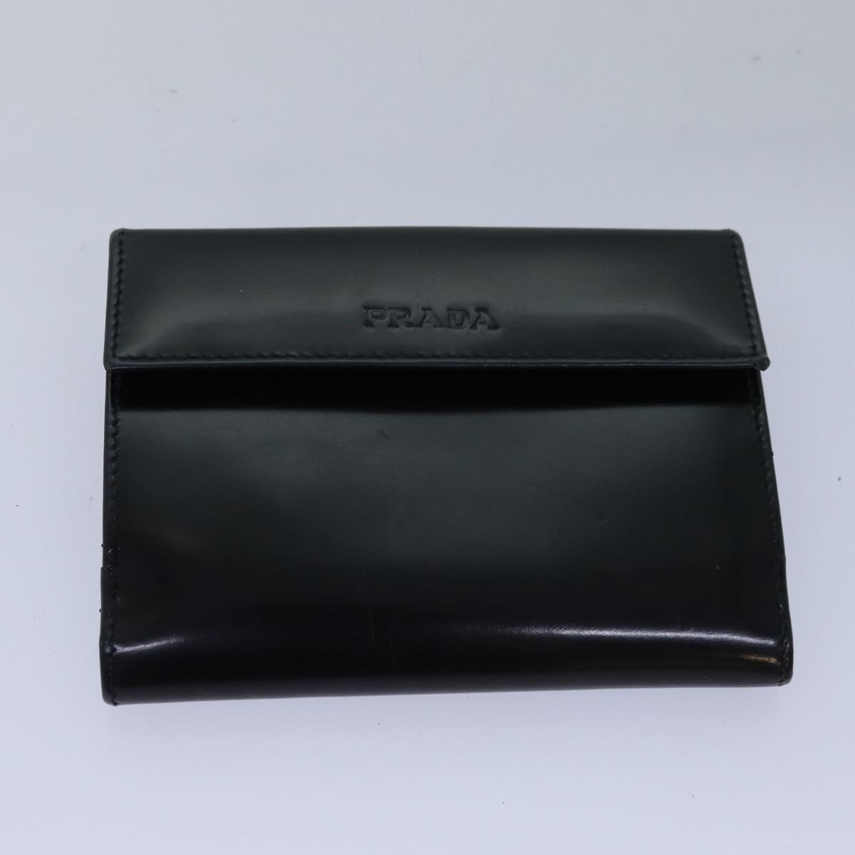 PRADA Wallet Safiano leather 4Set Black Auth fm3478