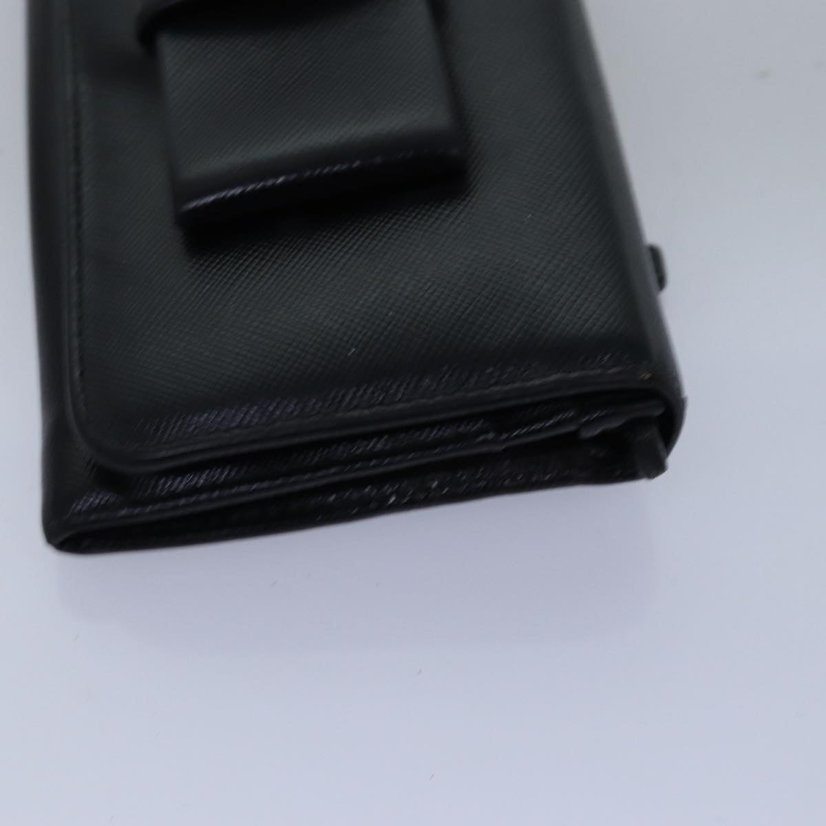 PRADA Wallet Safiano leather 4Set Black Auth fm3478