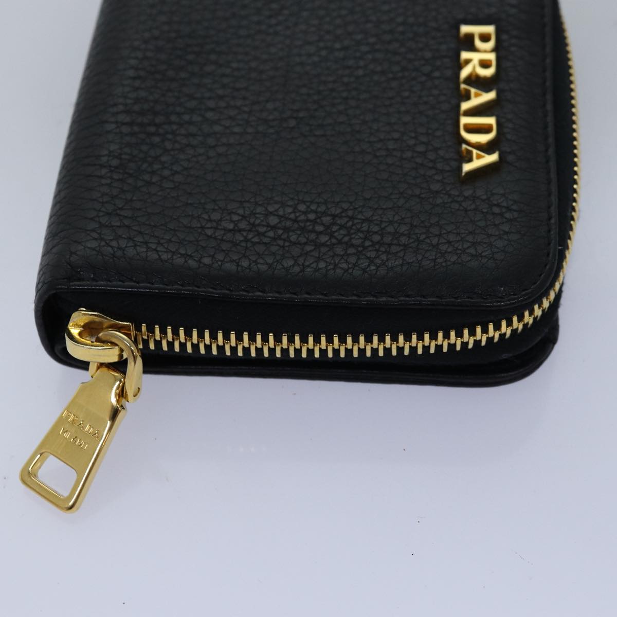 PRADA Wallet Safiano leather 4Set Black Auth fm3478