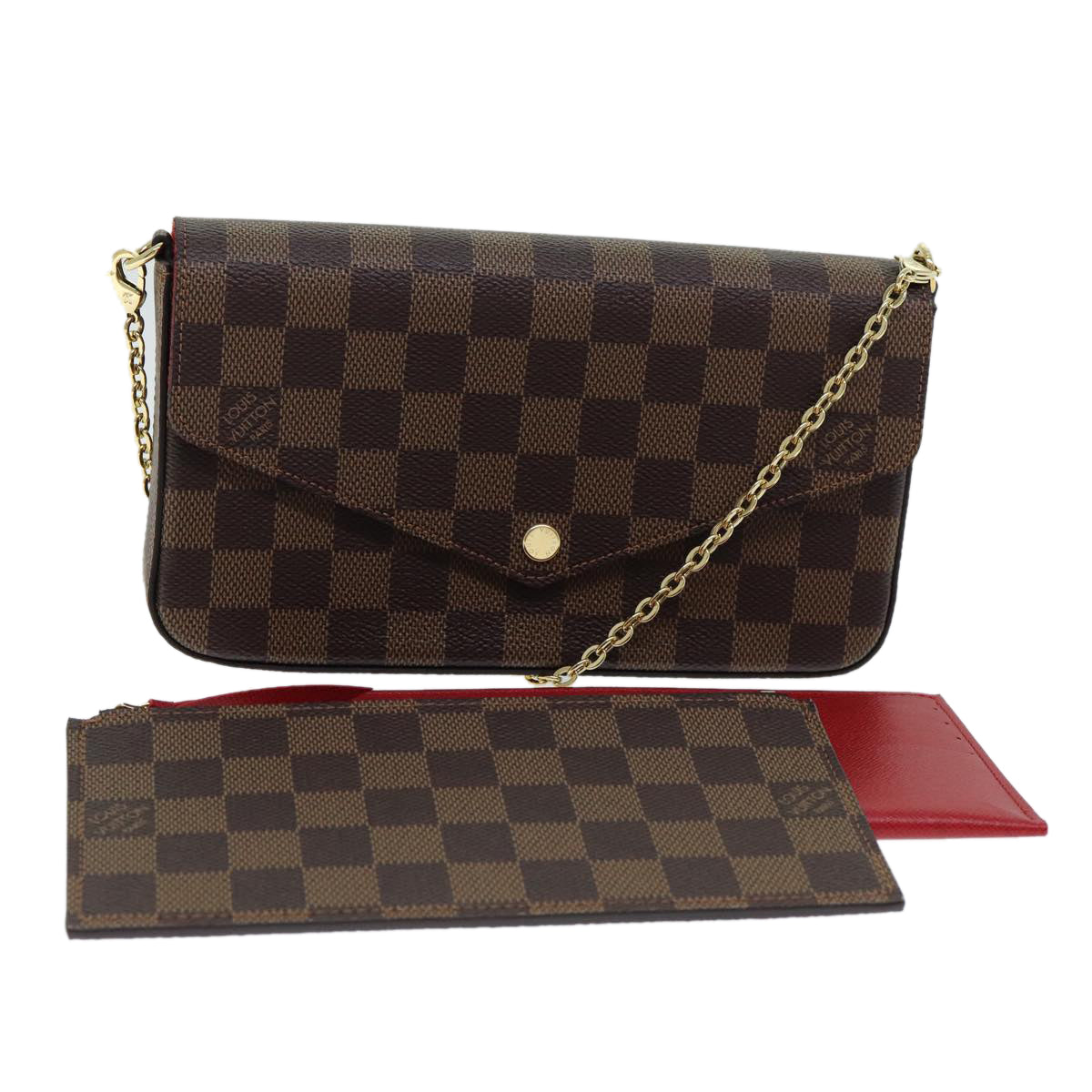 LOUIS VUITTON Damier Ebene Pochette Felice Shoulder Wallet N63032 Auth fm3540SM
