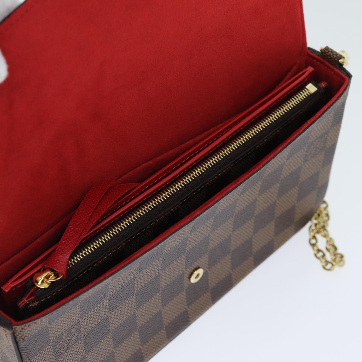 LOUIS VUITTON Damier Ebene Pochette Felice Shoulder Wallet N63032 Auth fm3540SM