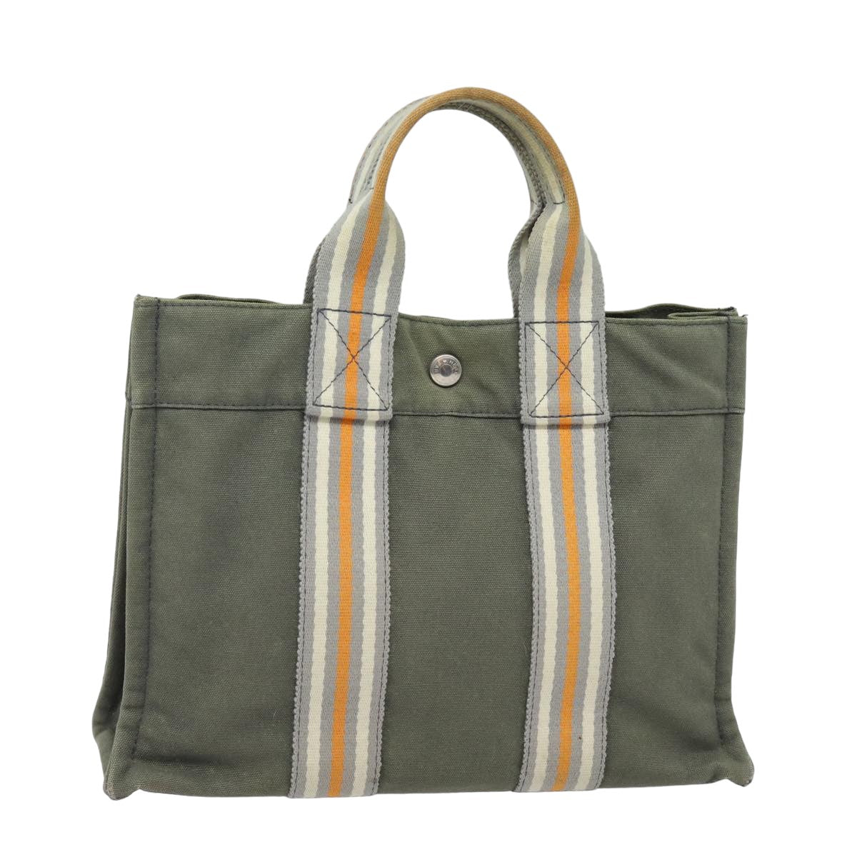 HERMES Fourre Tout PM Hand Bag Canvas Gray Auth fm3559