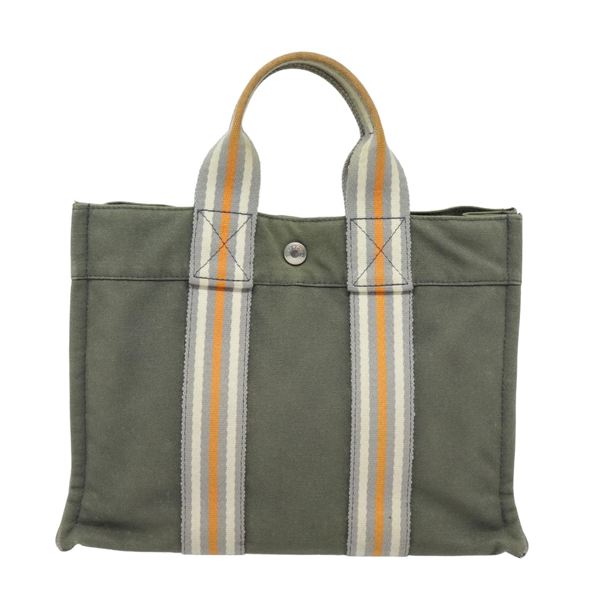 HERMES Fourre Tout PM Hand Bag Canvas Gray Auth fm3559