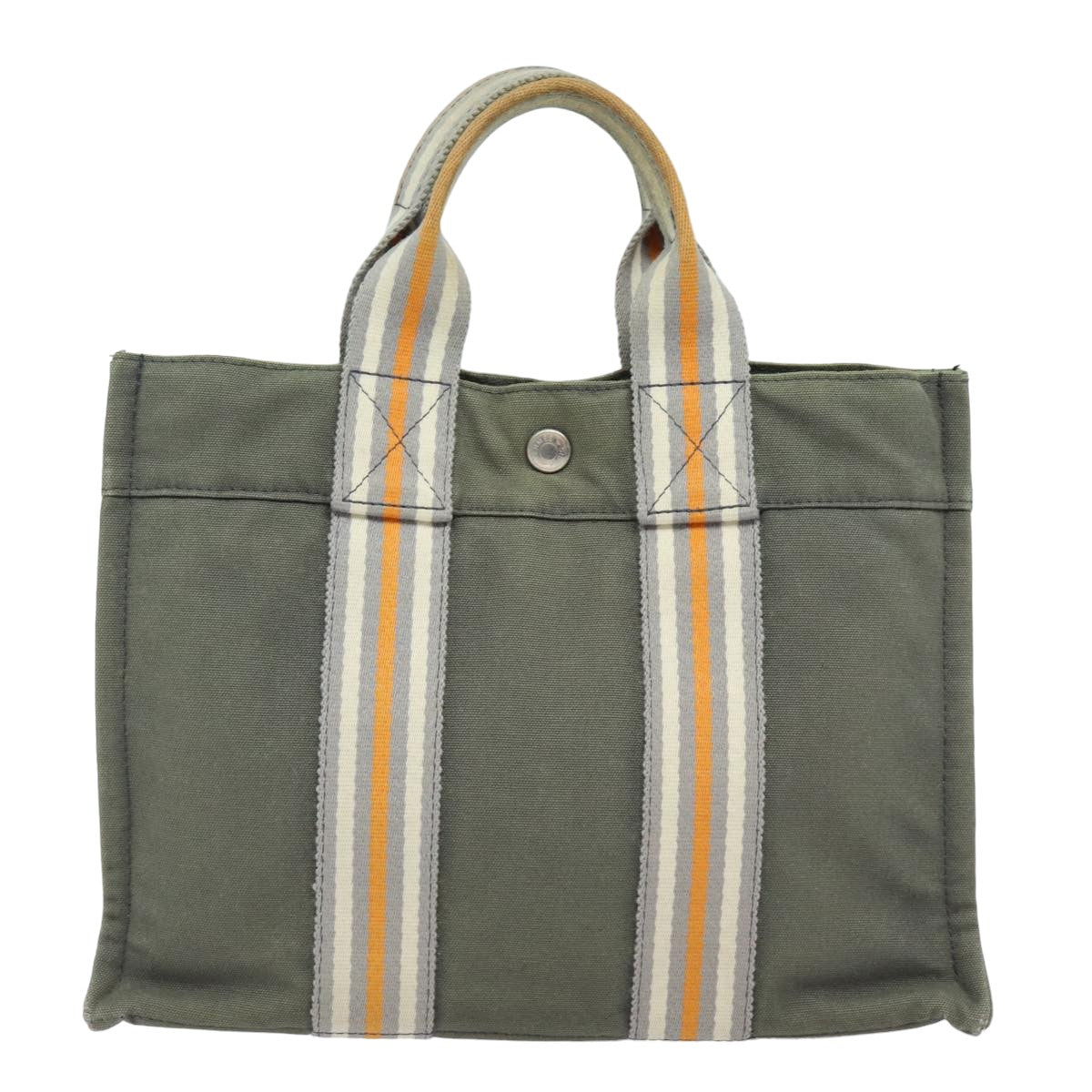 HERMES Fourre Tout PM Hand Bag Canvas Gray Auth fm3559