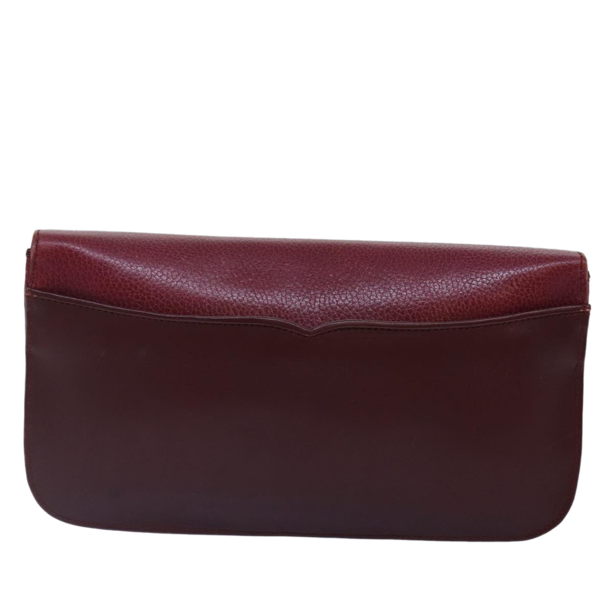 CARTIER Clutch Bag Leather Red Gold Auth fm3728